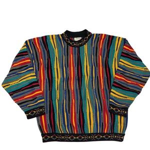 Coogi Australia Mens Vintage Mercerized Cotton 3D Knit Crewneck Sweater Sz Large